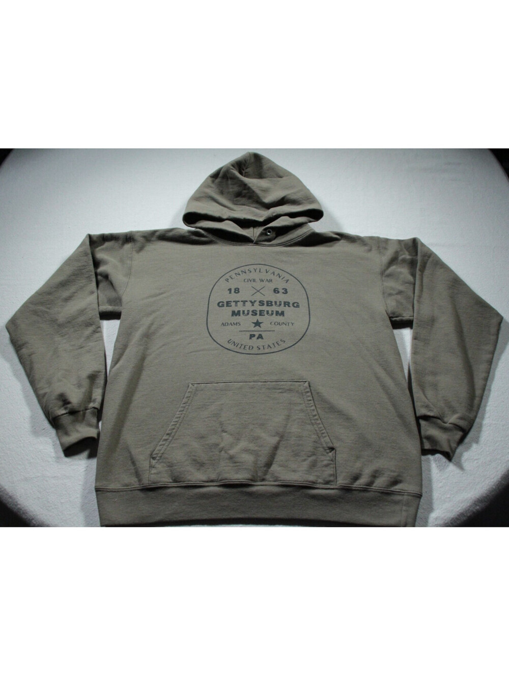 Gettysburg Museum Hooded Sweatshirt Hoodie M Shirt Civil War Green